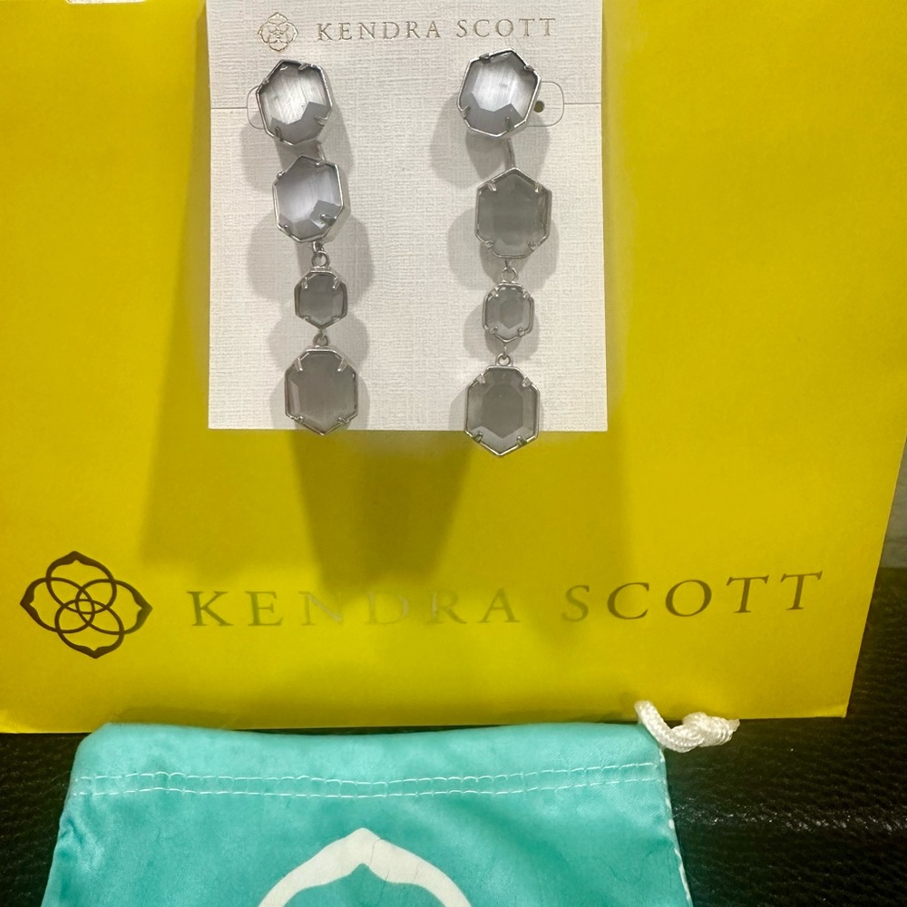 Kendra Scott; Ruthie Convertible Earrings, Slate Gray Cats Eye